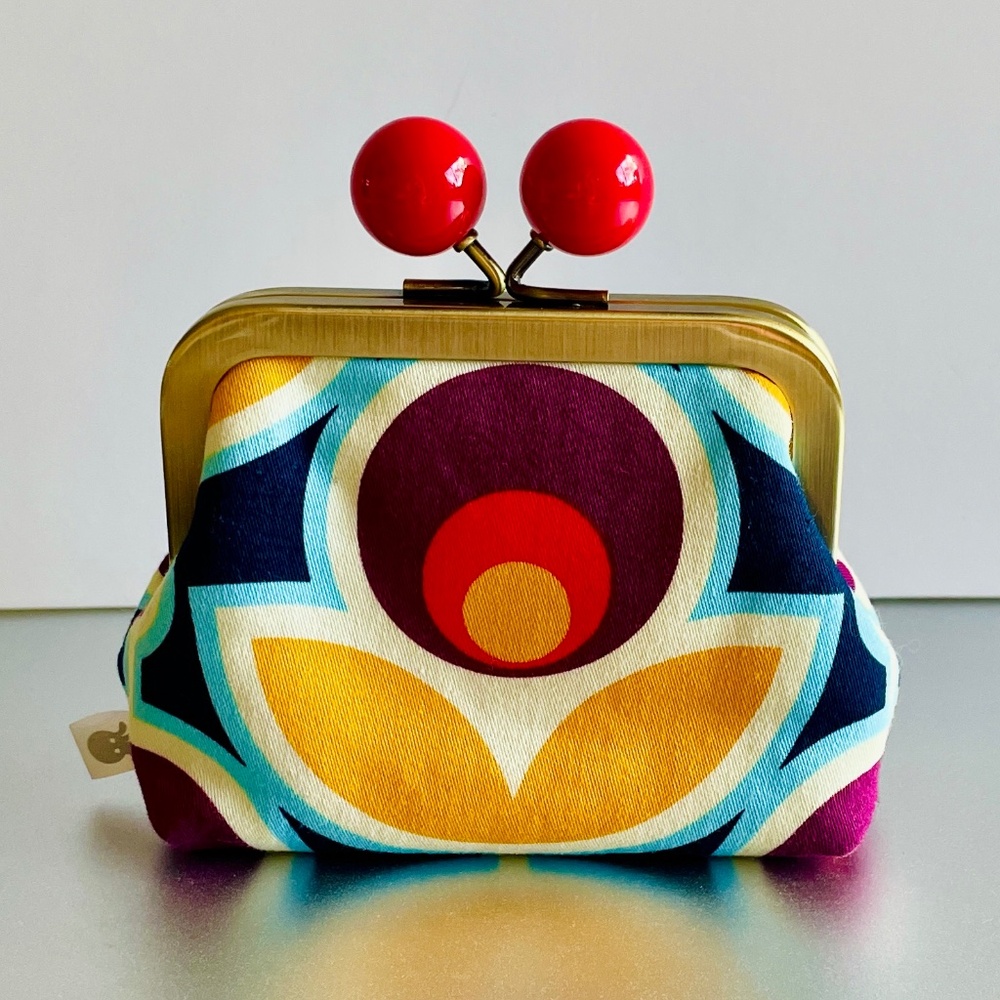 Handmade Gamaguchi Style Coin Purse - Atomic Floral Pop Art Print - Picture 3 of 9